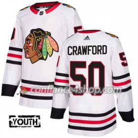 Adidas Maillot de Hockey Chicago Blackhawks Corey Crawford 50 2017-2018 Blanc Authentic - Enfant